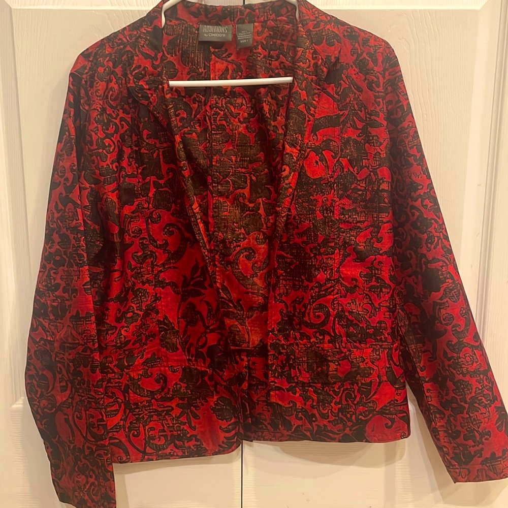 Chicos red and black blouse.